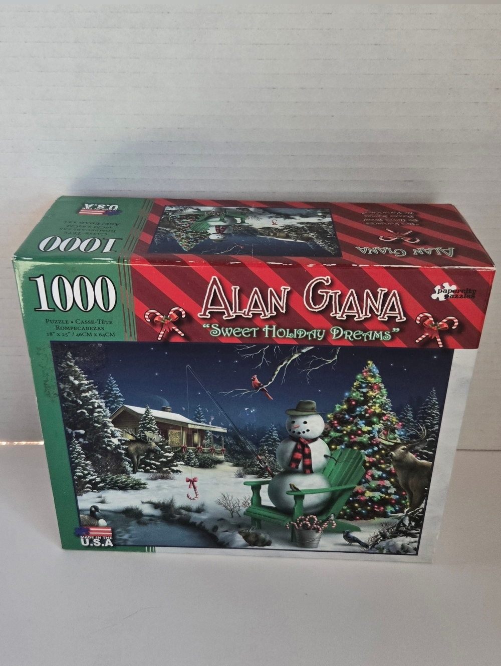 "Sweet Holiday Dreams" Puzzle 1000 Pcs by Alan Giana Sealed Snowman Fishing*READ